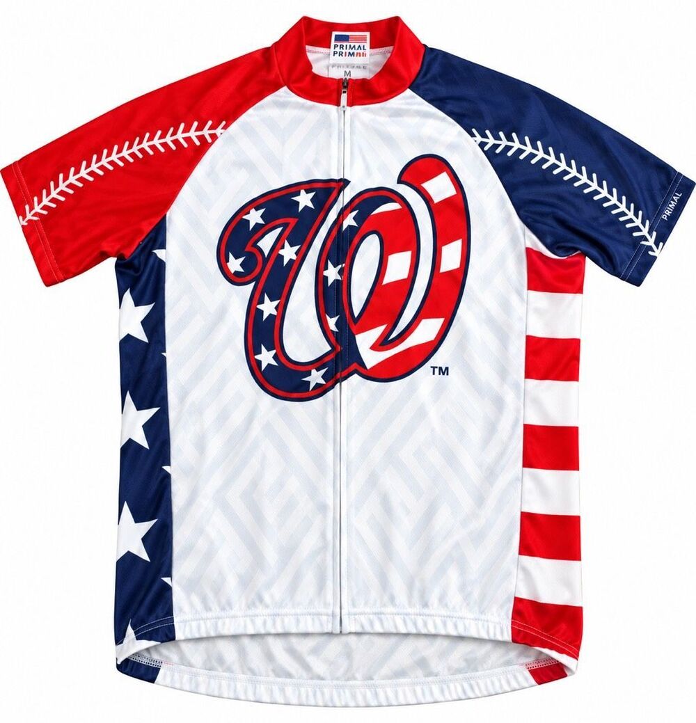 Primal Washington Nationals Men’s Cycling Jersey Size Medium MLB Patriotic
